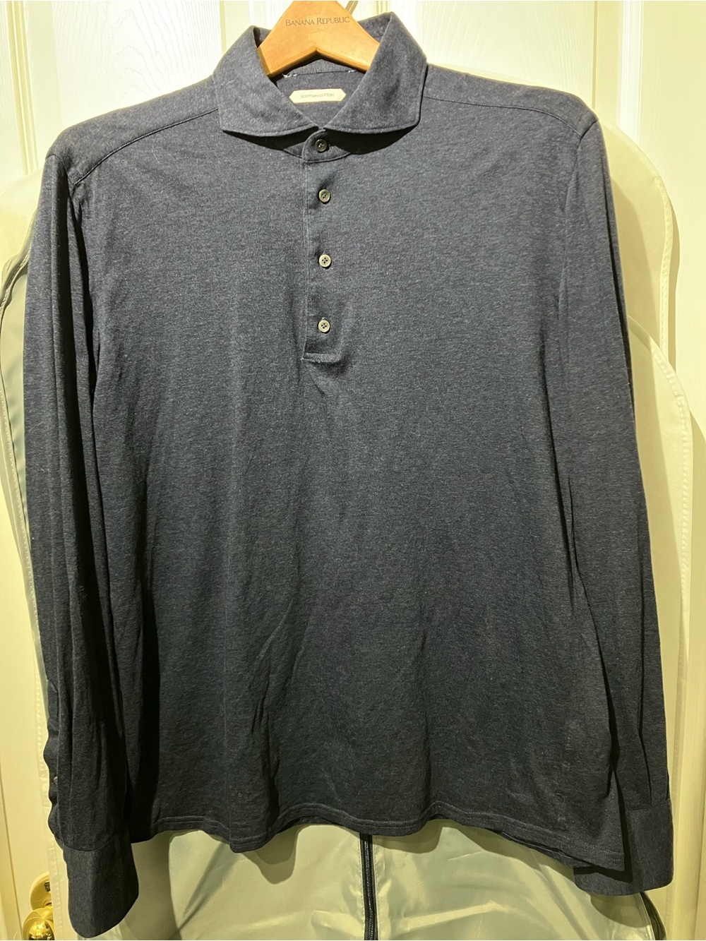 Suitsupply Long-Sleeve Polo in Dark Navy
